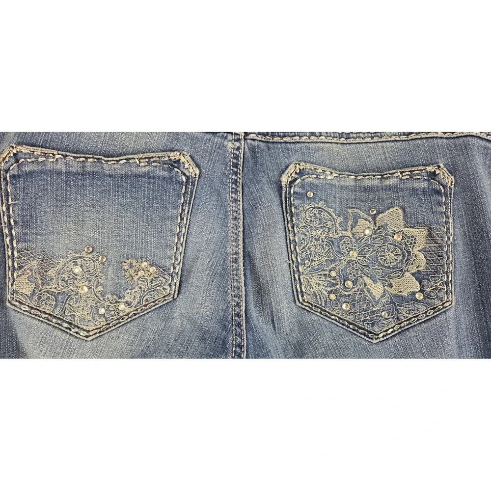 Rock 47 Wrangler Women's Boot Cut Jeans Blue Light Wash Low Rise‎ Denim WHX16TL